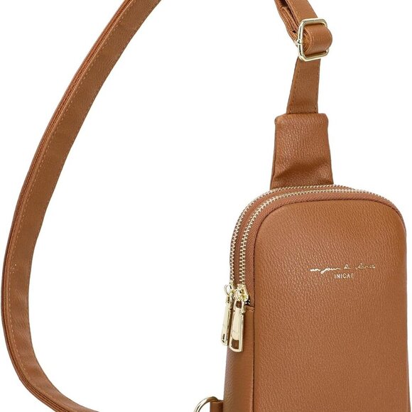 Travel Small Sling Bag Leather Crossbody Bags for Women Fanny Packs Cross Body B